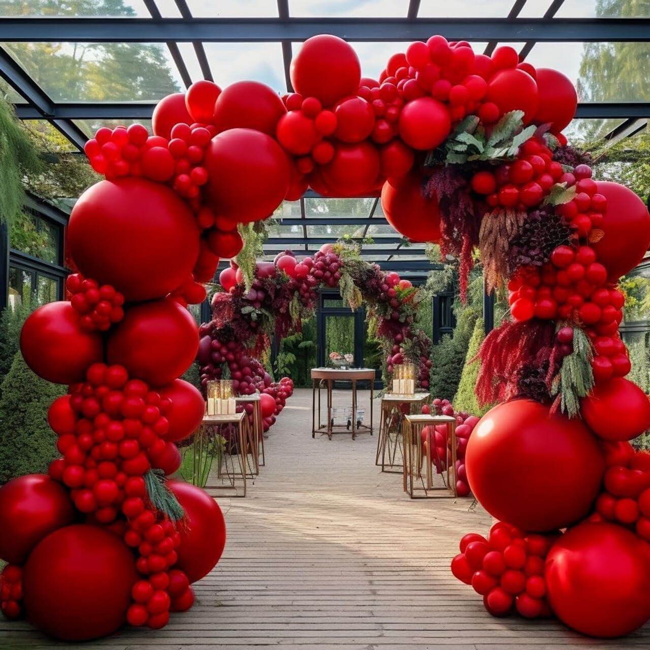 Ruby Red Balloons Different Sizes Latex Matte Red Balloon Garland Arch Kit for Birthday Wedding Baby Shower Valentine's Day Mother's Day Party Decor